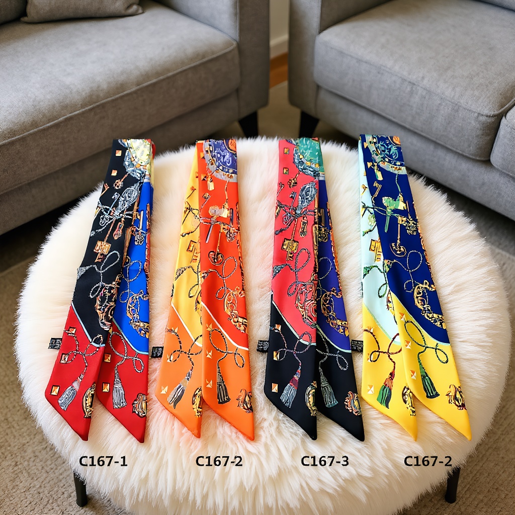 Women Accessories In Wholesale - プリントスカーフ四季プレゼント女性ツイル小さなシルクラップバッグハンドルリボンヘアバンドネクタイアクセサリー卸売価格