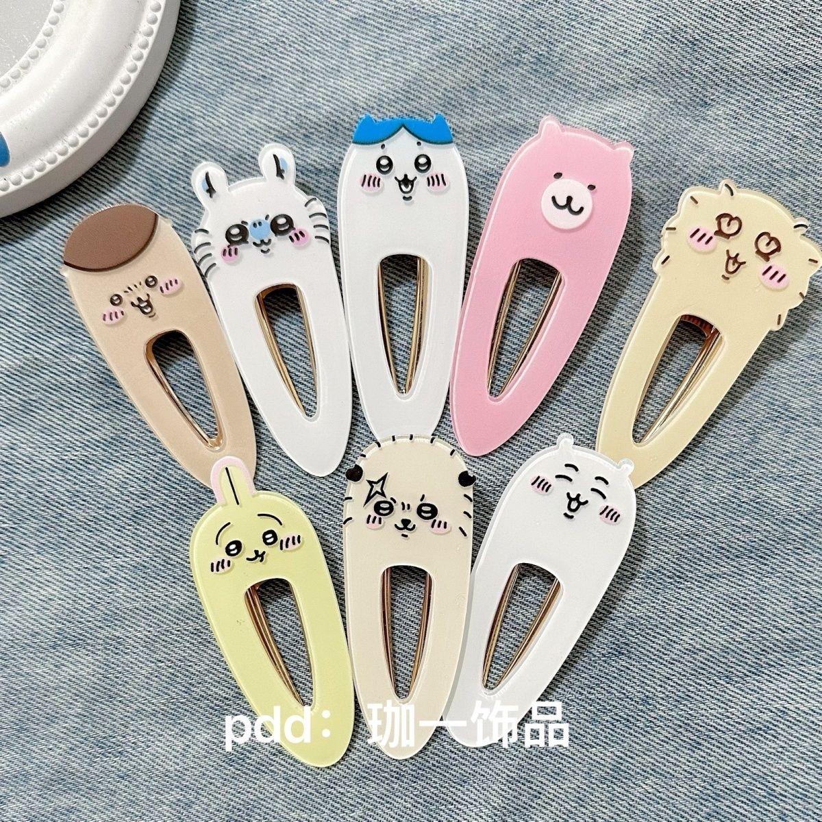 Women'S Accessories List - ちいかわアクリル製ダックビルヘアクリップ 可愛いうさぎハチワレ 漫画風サイドバングスバレッタ 女の子用デイリーヘアアクセサリー