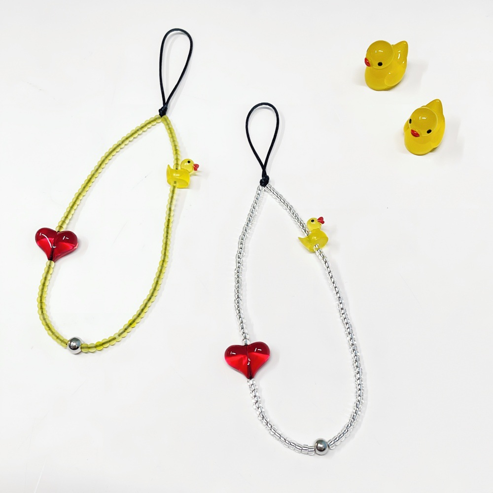 Women'S Y2K Accessories - HERLOOK Y2Kトレンドミニダックハートシードビーズフォンチャーム手作りビーズ携帯電話ストラップアクセサリー若い女性向け