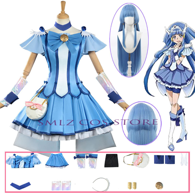 Women'S Accessories For Suit - キュアビューティーコスプレアニメスマイルグリッターブリーズキュアコスチュームドレスウィッグセットハロウィンパーティープレイ衣装女性用