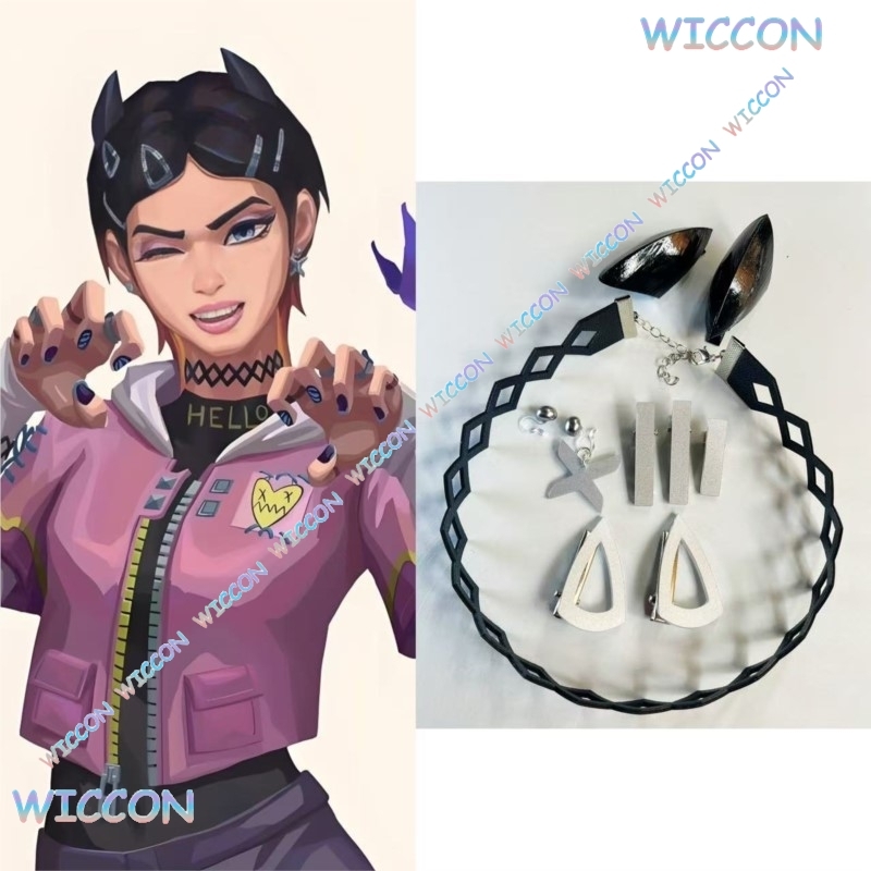 Women'S Accessories List - Valorant クローブクリップ首輪蝶イヤリングコスプレアクセサリーゲームキャラクターロールプレイパーティーアニメ髪飾りハロウィン