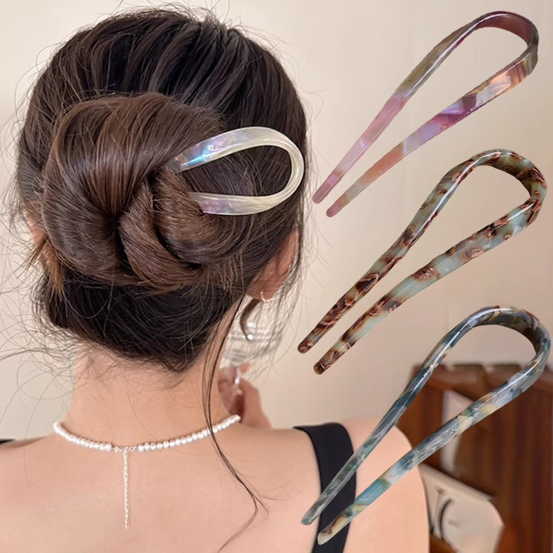 U字型ヘアスティック アセテート アクリル ヘアフォーク ヘ - Women'S Accessories List のレビューと価格