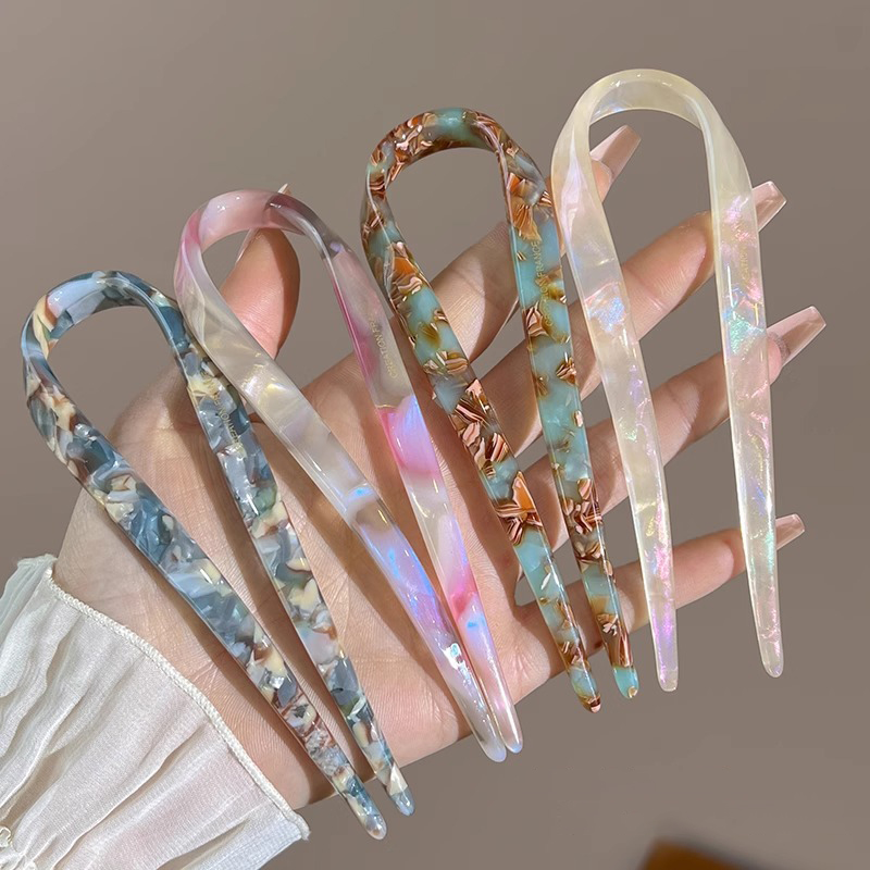 U字型ヘアスティック アセテート アクリル ヘアフォーク ヘ - Women'S Accessories List のレビューと価格