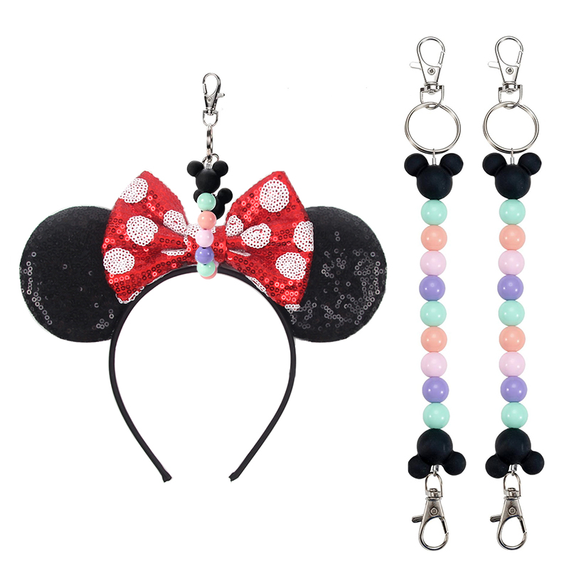 ミッキーマウス耳型ホルダー、バックパックバッグ用、ビーズ付き - Women Accessories Display のレビューと価格