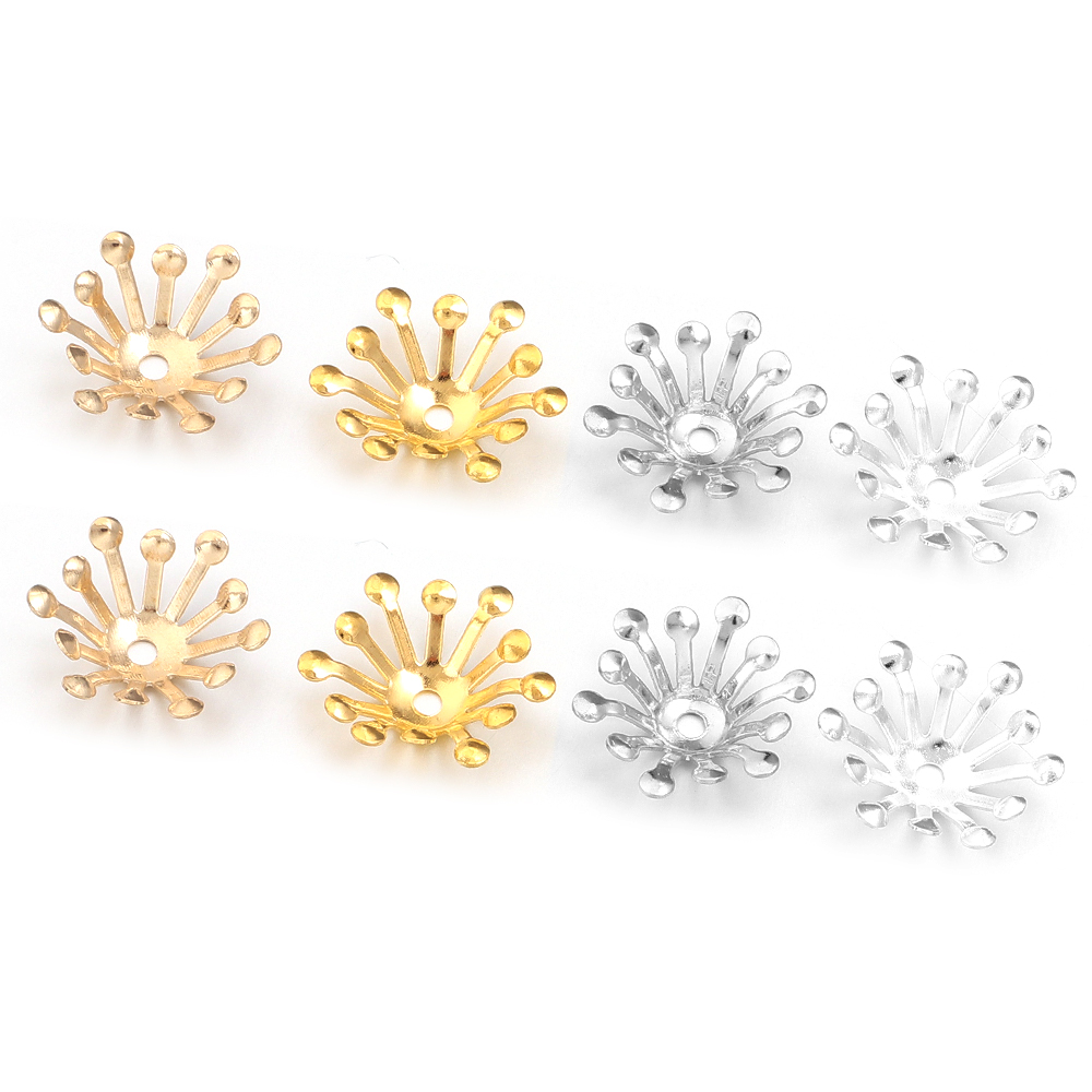 100 個直径 13 ミリメートルゴールドカラー鉄フラワーキ - Women Accessories In Wholesale のレビューと価格