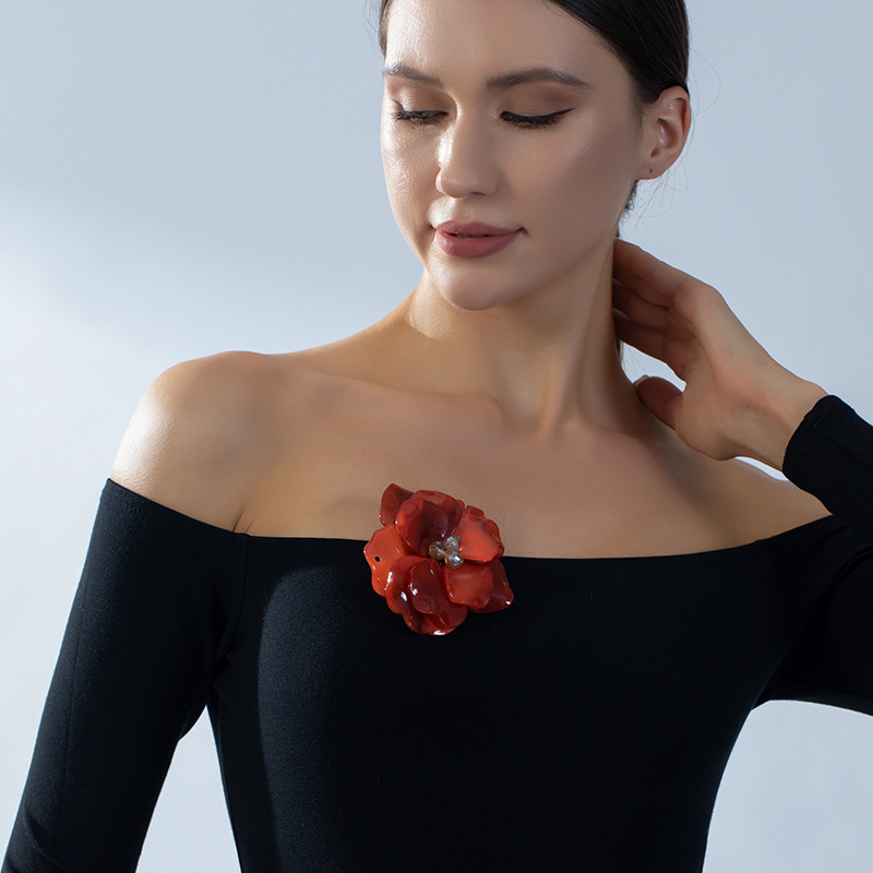 DIYアクセサリー コアブルーアクリルフラワーブローチ、軽贅 - Women Accessories In Wholesale のレビューと価格