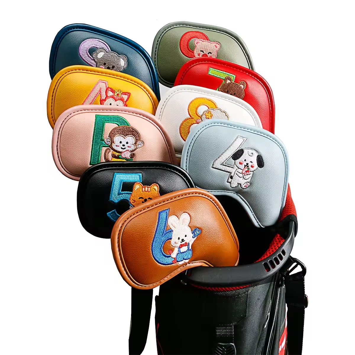 9個入りのかわいい漫画風動物ゴルフアイアンヘッドカバー、PU - Women'S Golf Accessories のレビューと価格